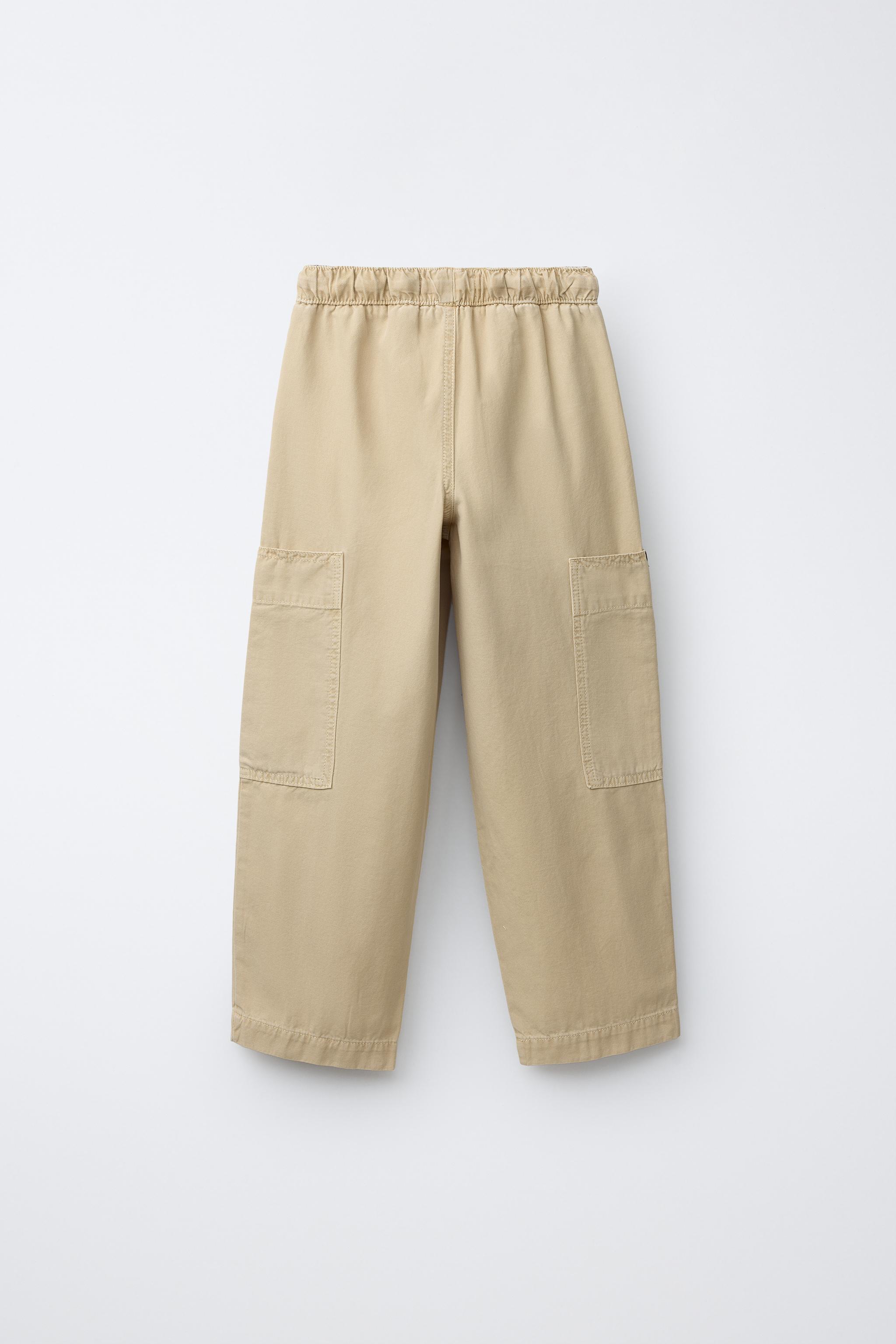 CANVAS TROUSERS WITH POCKETS — Light yellow
