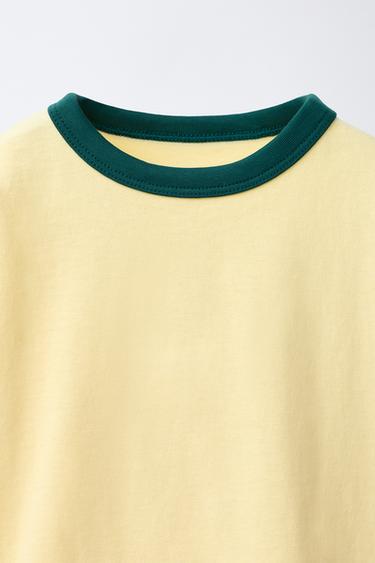 CONTRAST TRIM T-SHIRT - Yellow by Zara - Image 2