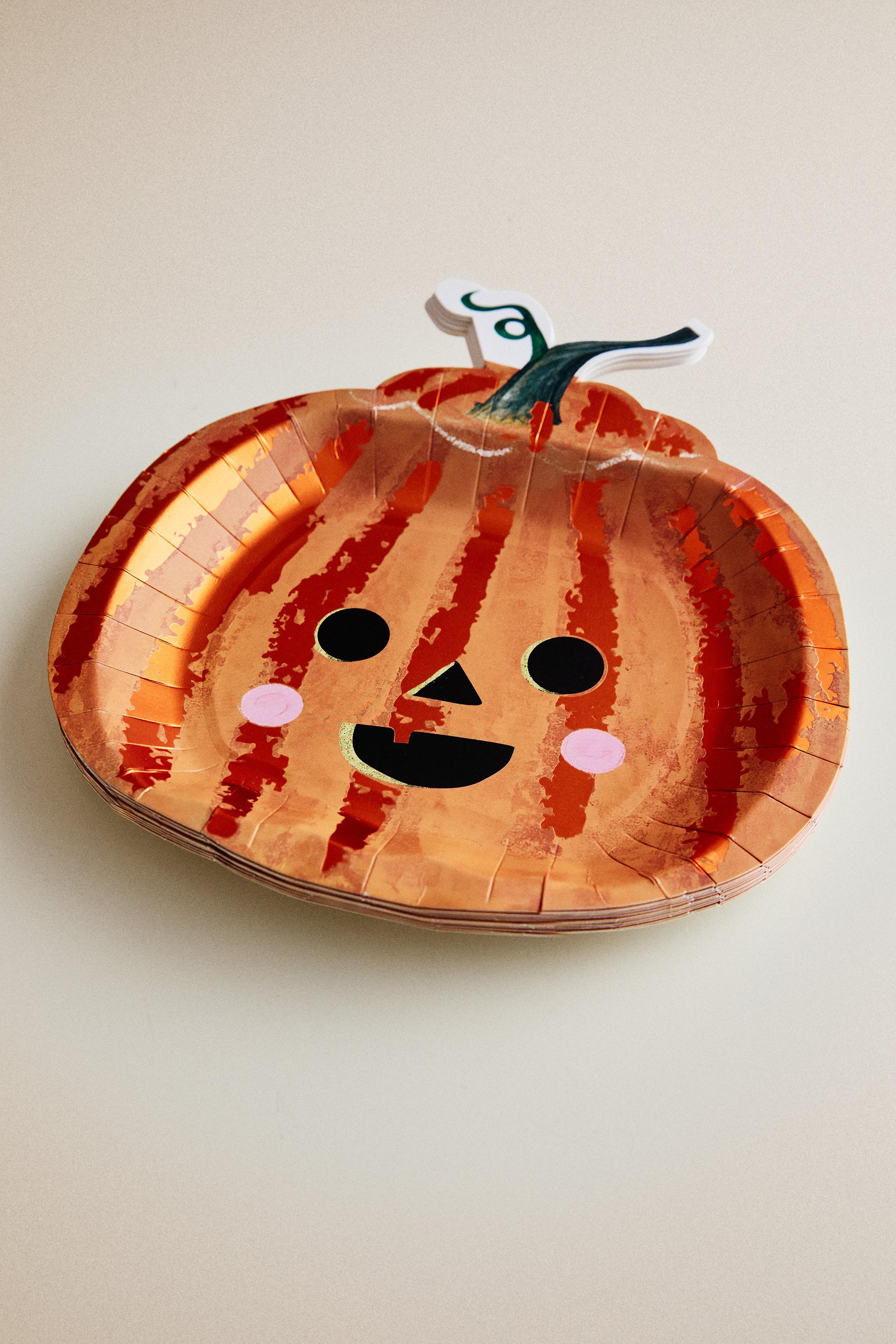 LOT ASSIETTES PAPIER ENFANT CITROUILLE HALLOWEEN (LOT DE 12)