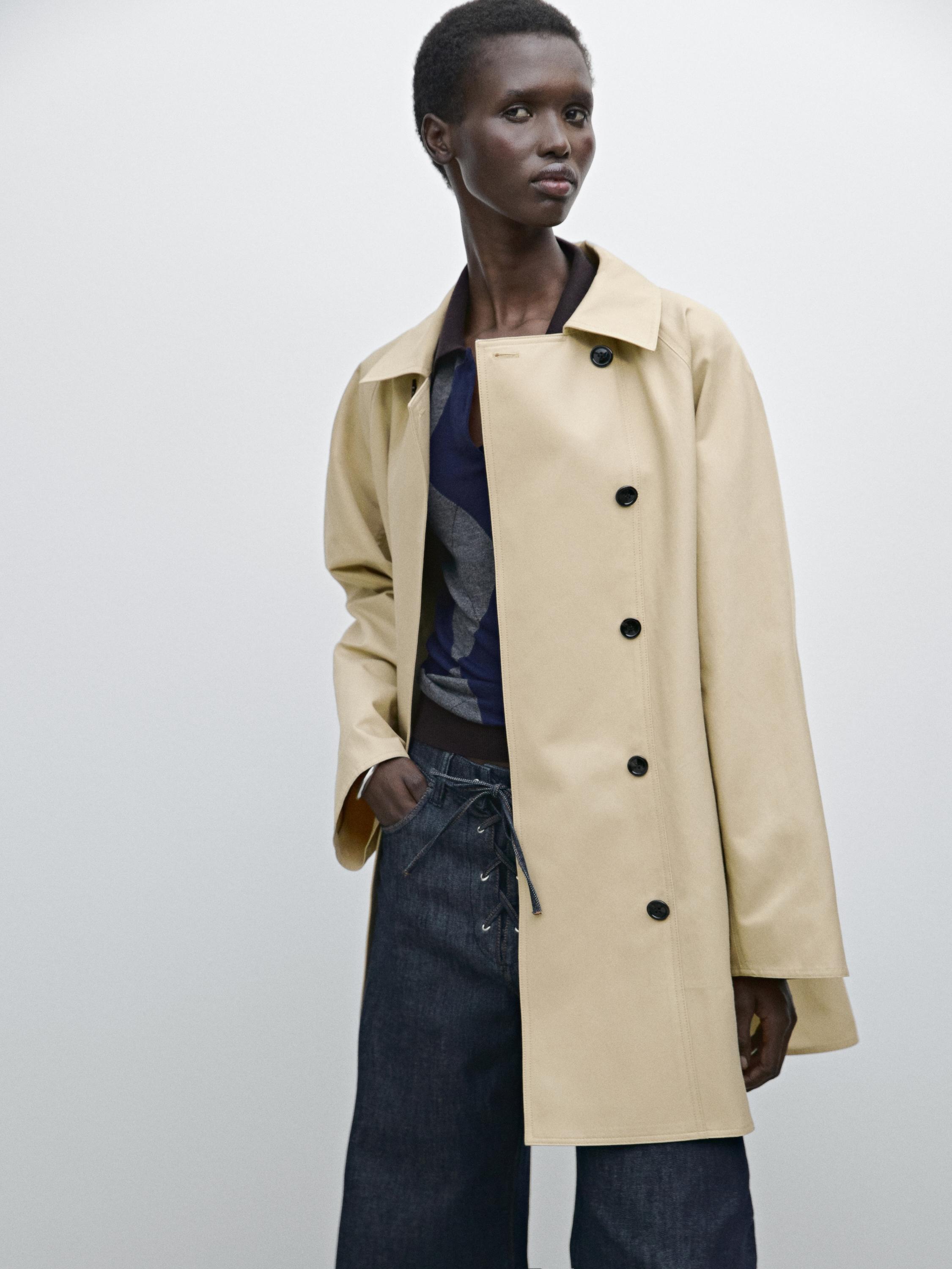 Cotton blend trench coat - Beige / Green | ZARA United States