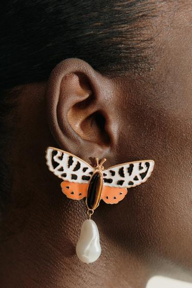 BUTTERFLY FAUX PEARL EARRINGS - Multicoloured by Zara - Image 1