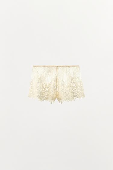 SHORT EN DENTELLE BRODÉE - Écru de Zara - Image 7