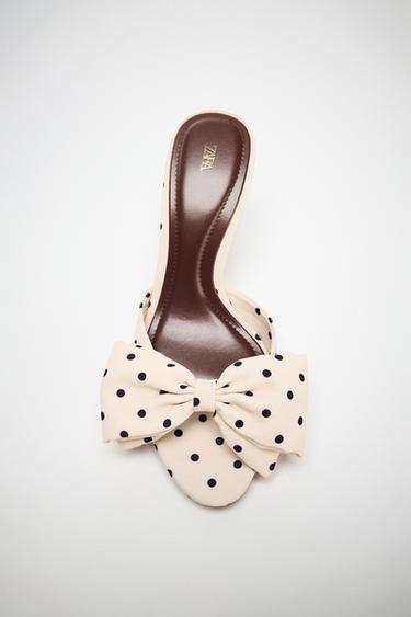 SANDÁLIA ESTAMPADA COM BOLINHAS E LAÇO - Multicolor da Zara