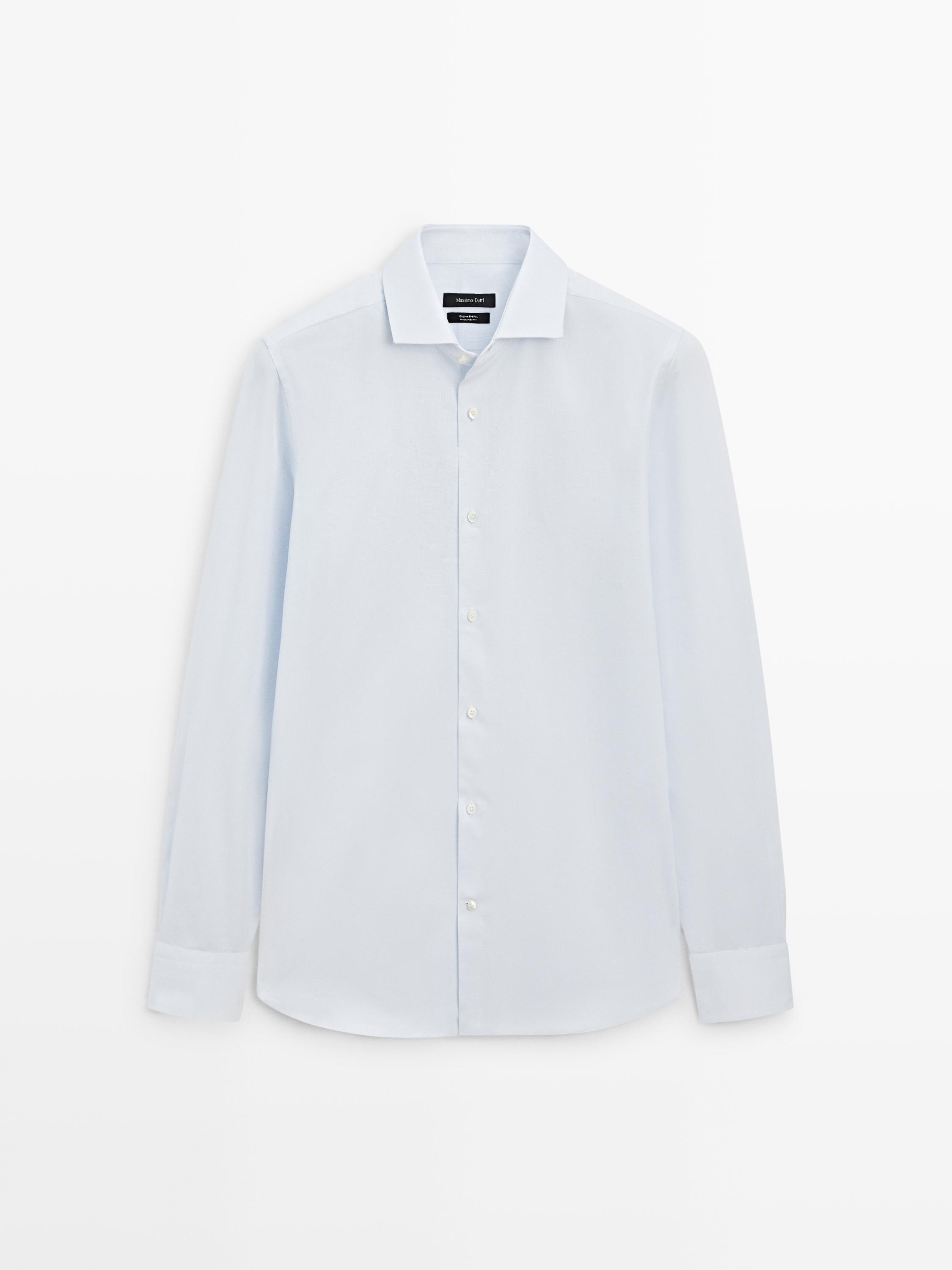 100% cotton textured shirt — Green stripe
