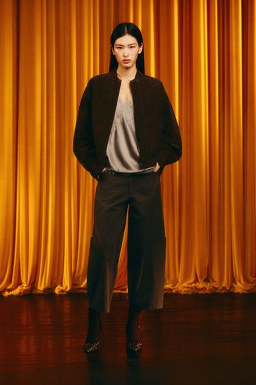 ÁO KHOÁC BOMBER DA LỘN 100% - Màu nâu sô cô la từ Zara