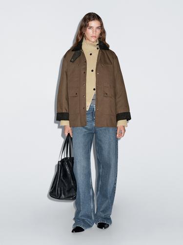 Parka encerada detalle pana - Marrón de Zara - Imagen 0