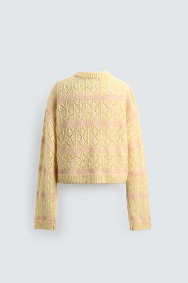 GILET EN MAILLE AJOURÉE HARRY LAMBERT FOR ZARA X DISNEY - Jaune pastel de Zara - Image 1