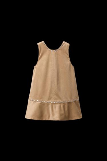 STUDDED FAUX SUEDE DRESS - Light camel by Zara - Image 0