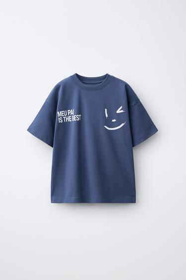 CAMISETA COM ESTAMPA DE MENSAGEM - Azul-marinho da Zara
