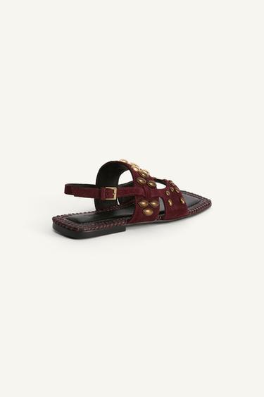 SANDALES À BRIDES EN CROÛTE DE CUIR ÉDITION LIMITÉE - Marron de Zara - Image 6