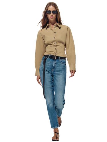 ΤΖΙΝ Z.01 MOM FIT ΨΗΛΟΜΕΣΟ ΜΕ ΣΙΔΕΡΩΤΗ ΡΑΦΗ - Μπλε μεσαία απόχρωση του Zara