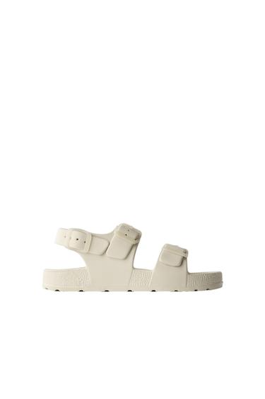 BUCKLED RUBBERISED SANDALS - Ecru White by Zara - Image 0