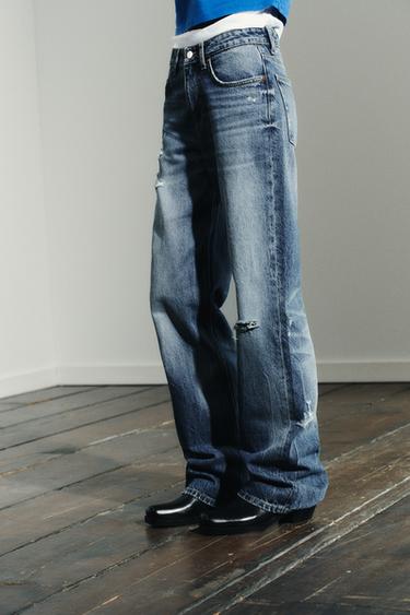 JEAN TRF WIDE LEG DÉCHIRURES TAILLE MOYENNE - Bleu de Zara - Image 4