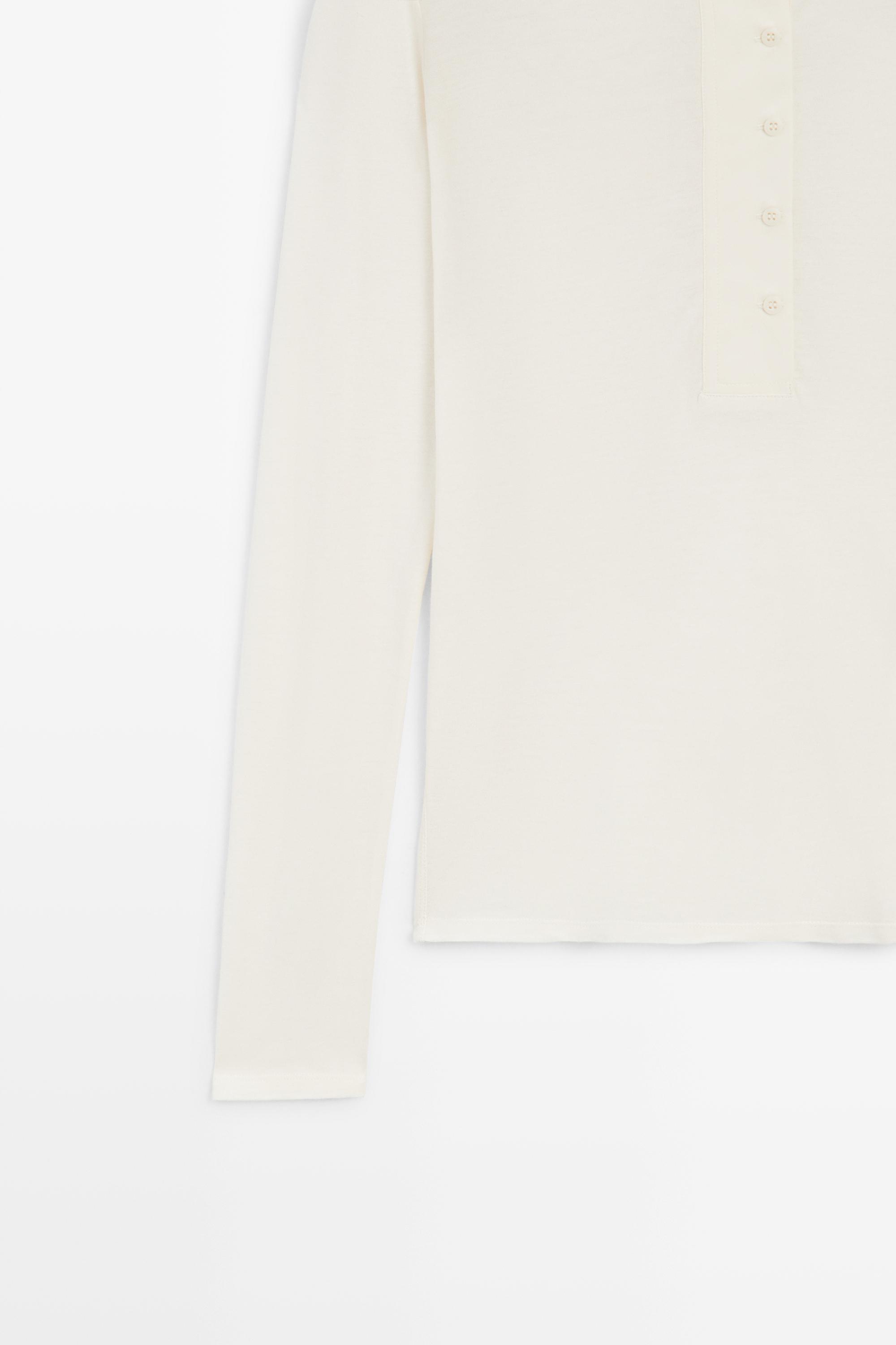 100% cotton long sleeve henley  T-shirt with padded shoulders