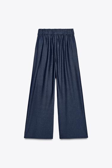 PANTALON LARGE À PINCES - Bleu de Zara - Image 5