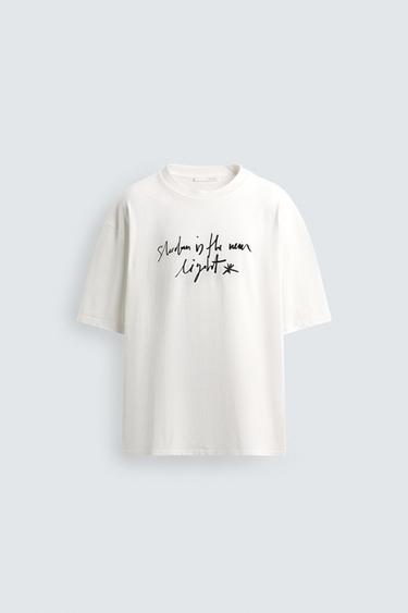 CAMISETA COM MENSAGEM ESTAMPADA - Branco da Zara - Imagem 0