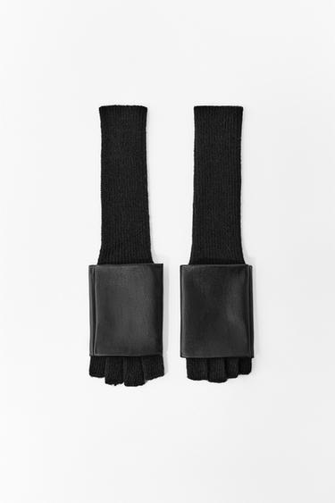 MITAINES MATIÈRE SYNTHÈTIQUE COMBINÉES - Noir de Zara