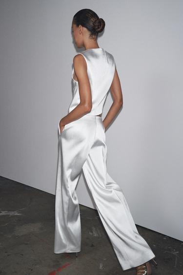 ZW COLLECTION SATIN WAISTCOAT - White by Zara - Image 3