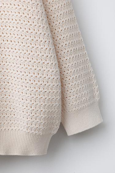 KNIT CROCHET JUMPER - Ecru by Zara - Image 3