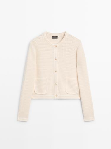 Cárdigan punto 100% algodón - Blanco roto de Zara - Imagen 0