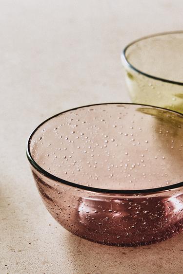 Zara BUBBLE GLASS BOWL WITH RIM - Pink