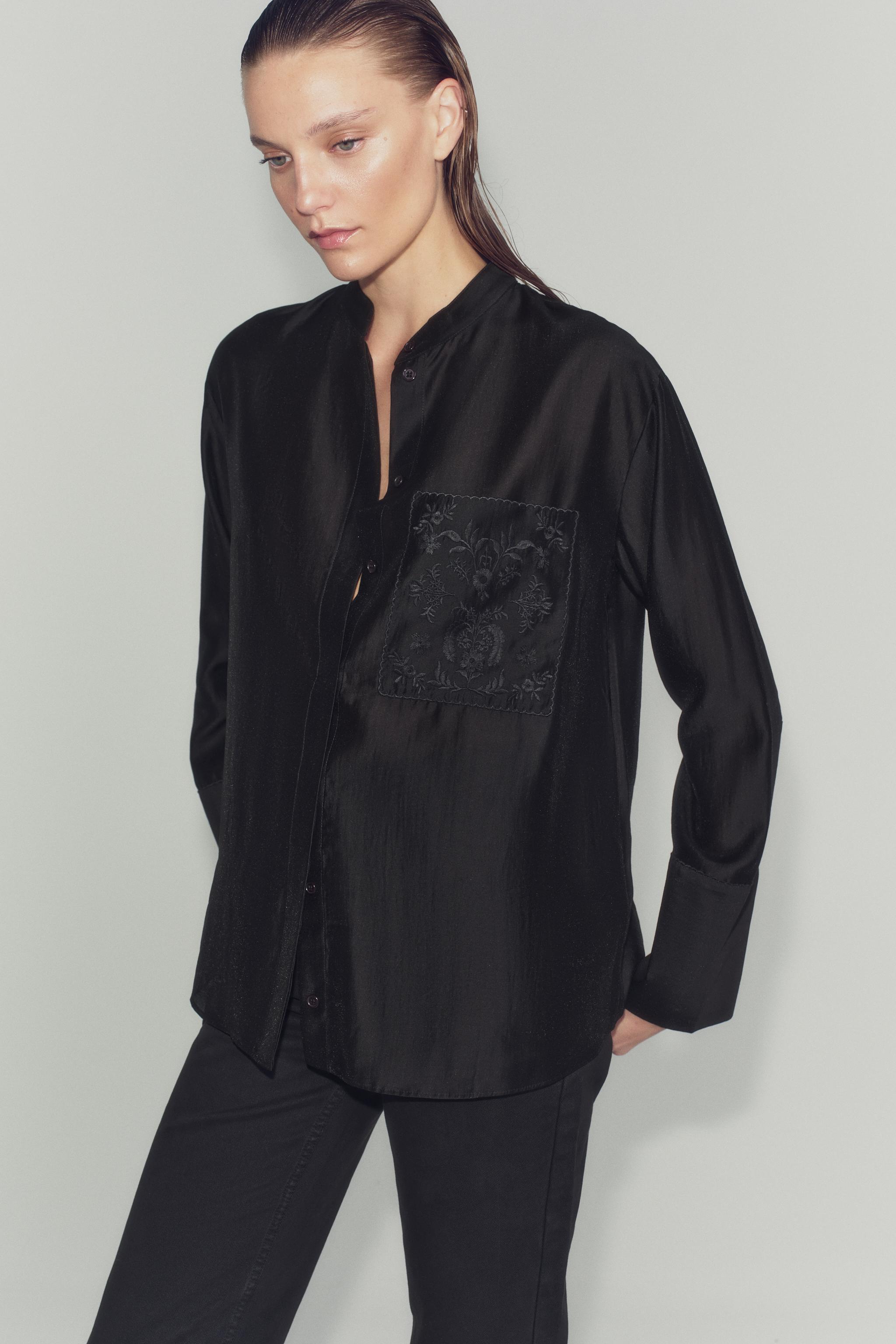 Zara ZW COLLECTION EMBROIDERED POCKET SHIRT — фото 5