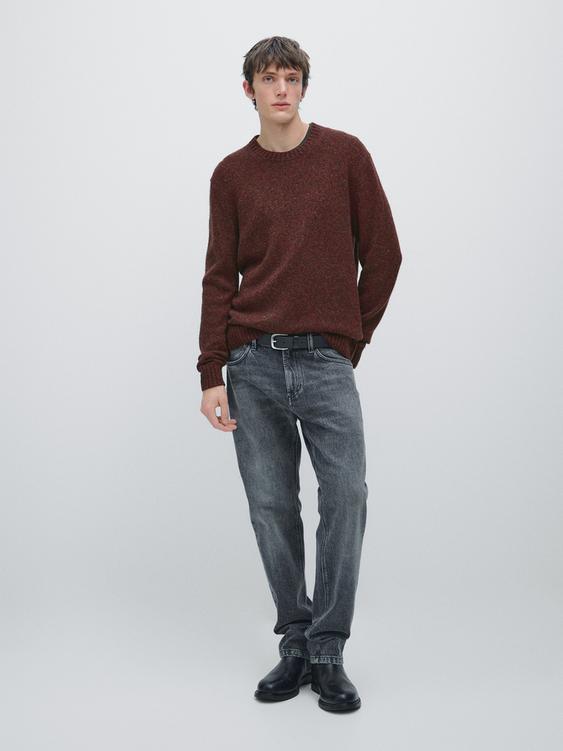 Wool blend sweater with crew neck