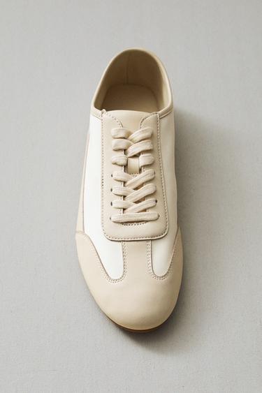 Zara LEATHER SPORTS SHOE - Beige