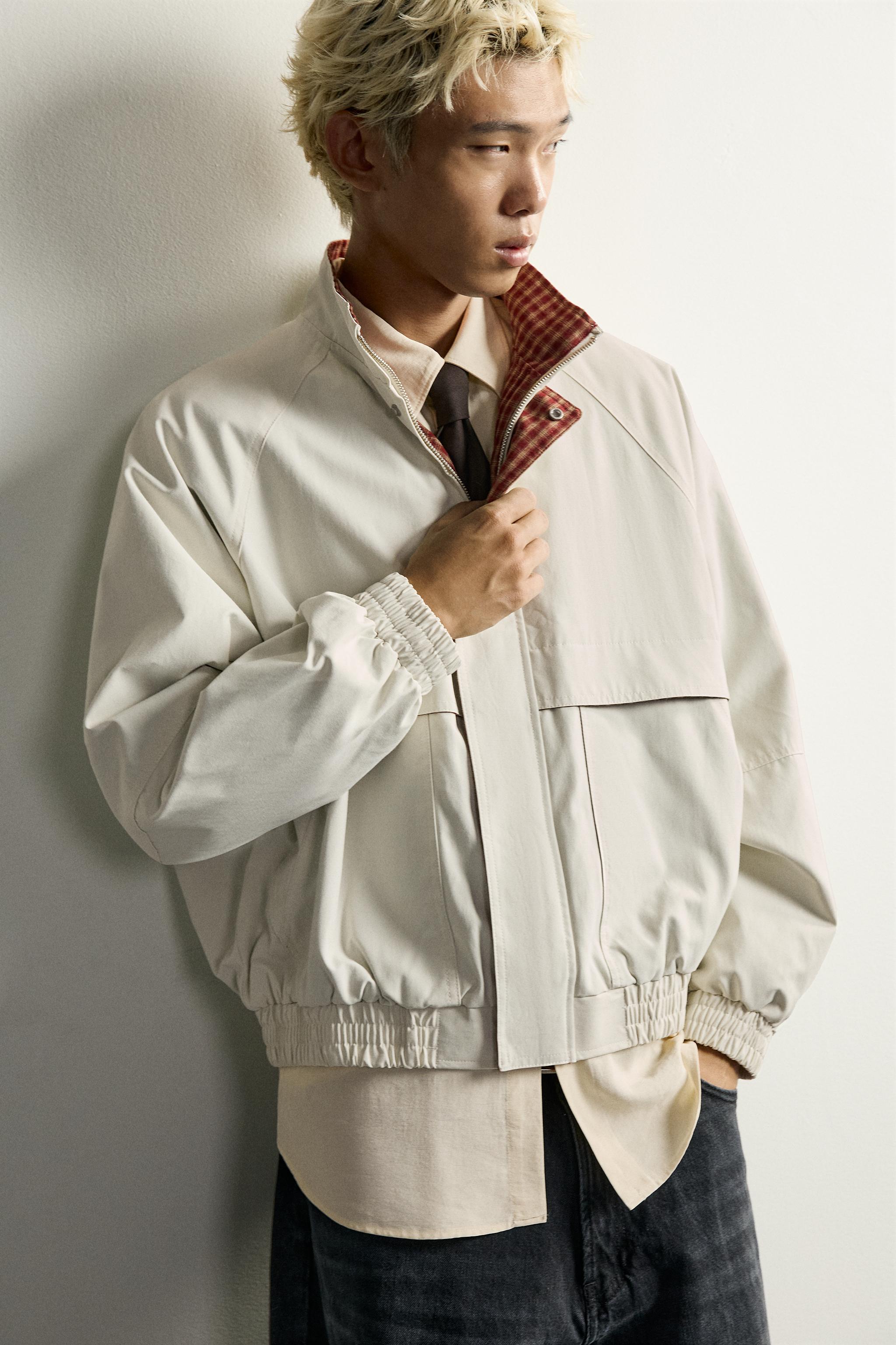 Мужские куртки Zara CONTRASTING RELAXED FIT JACKET — фото 5