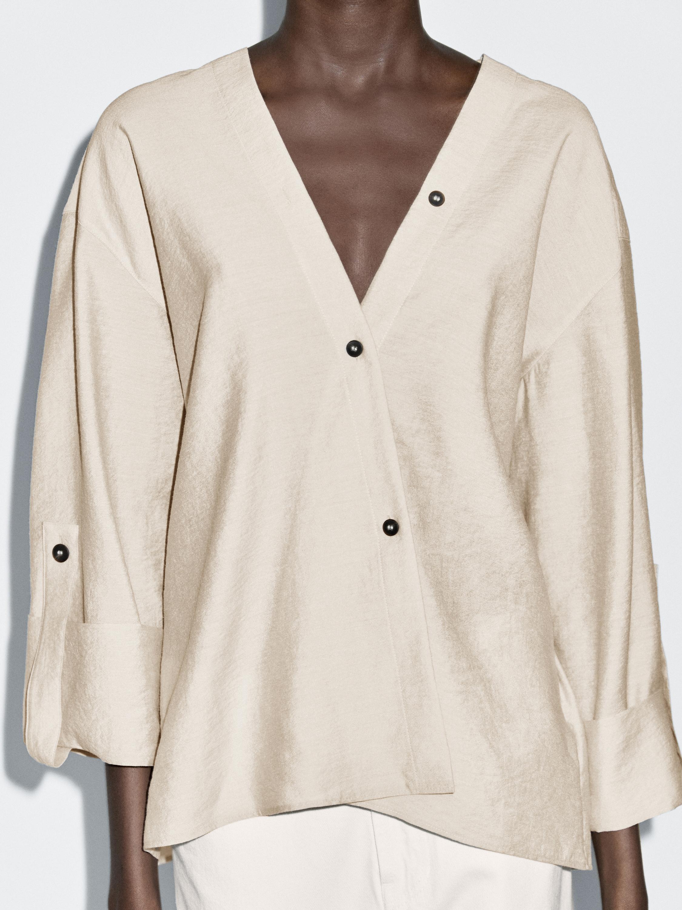 Shirt with rolled-up sleeves