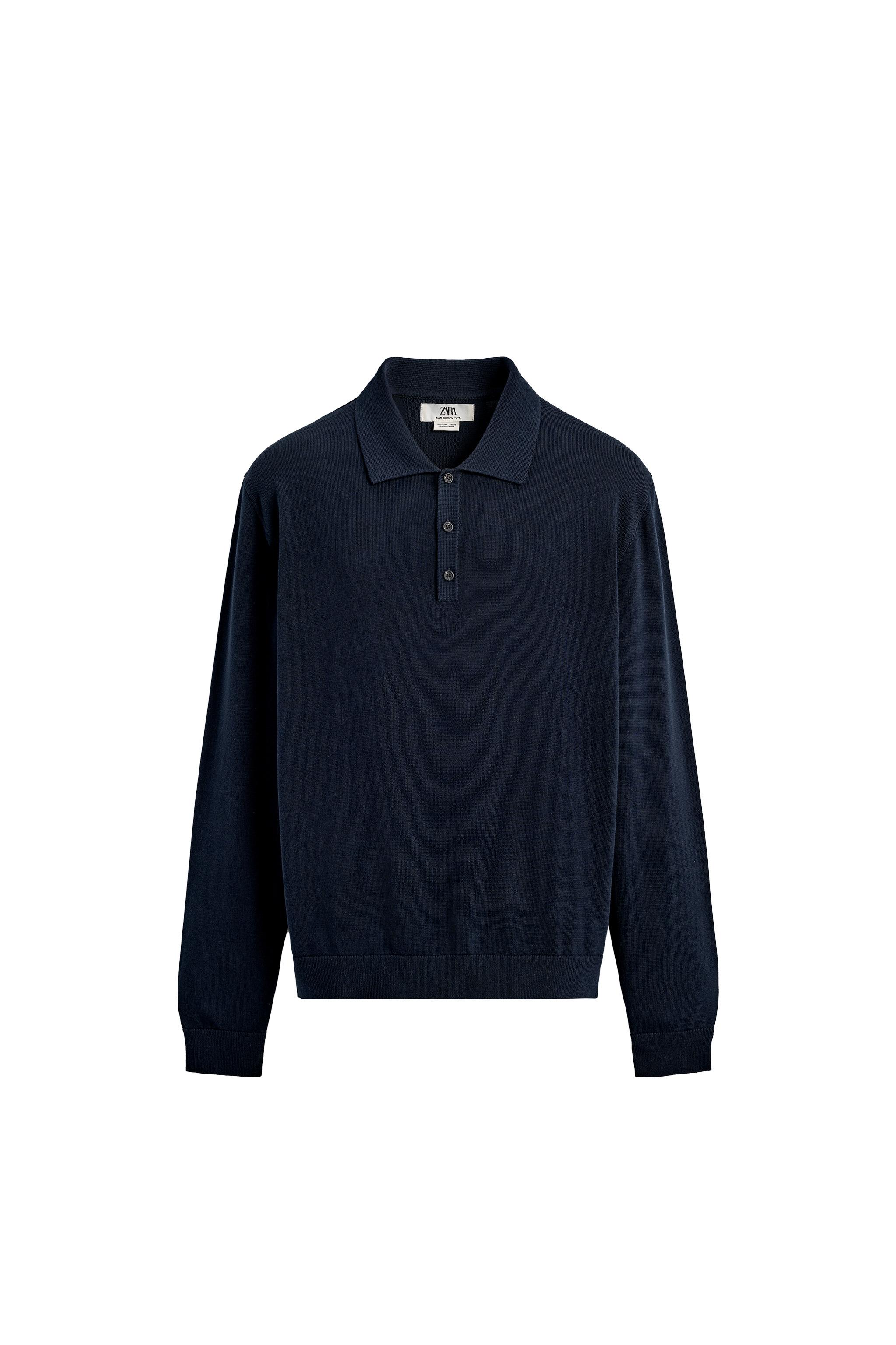 RELAXED FIT KNIT POLO SHIRT - Navy blue | ZARA United States