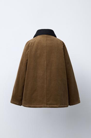 VESTE EN VELOURS CÔTELÉ MATELASSÉE DOUBLE COL EN CUIR DÉTACHABLE BENSIMON ® X ZARA  - Marron de Zara - Image 4