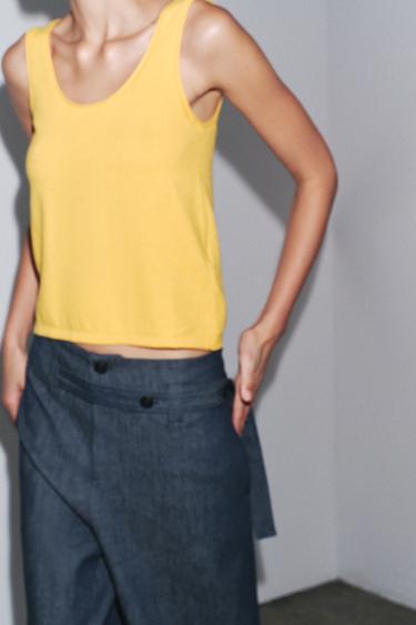 TOP EN MAILLE UNI - Jaune de Zara - Image 3