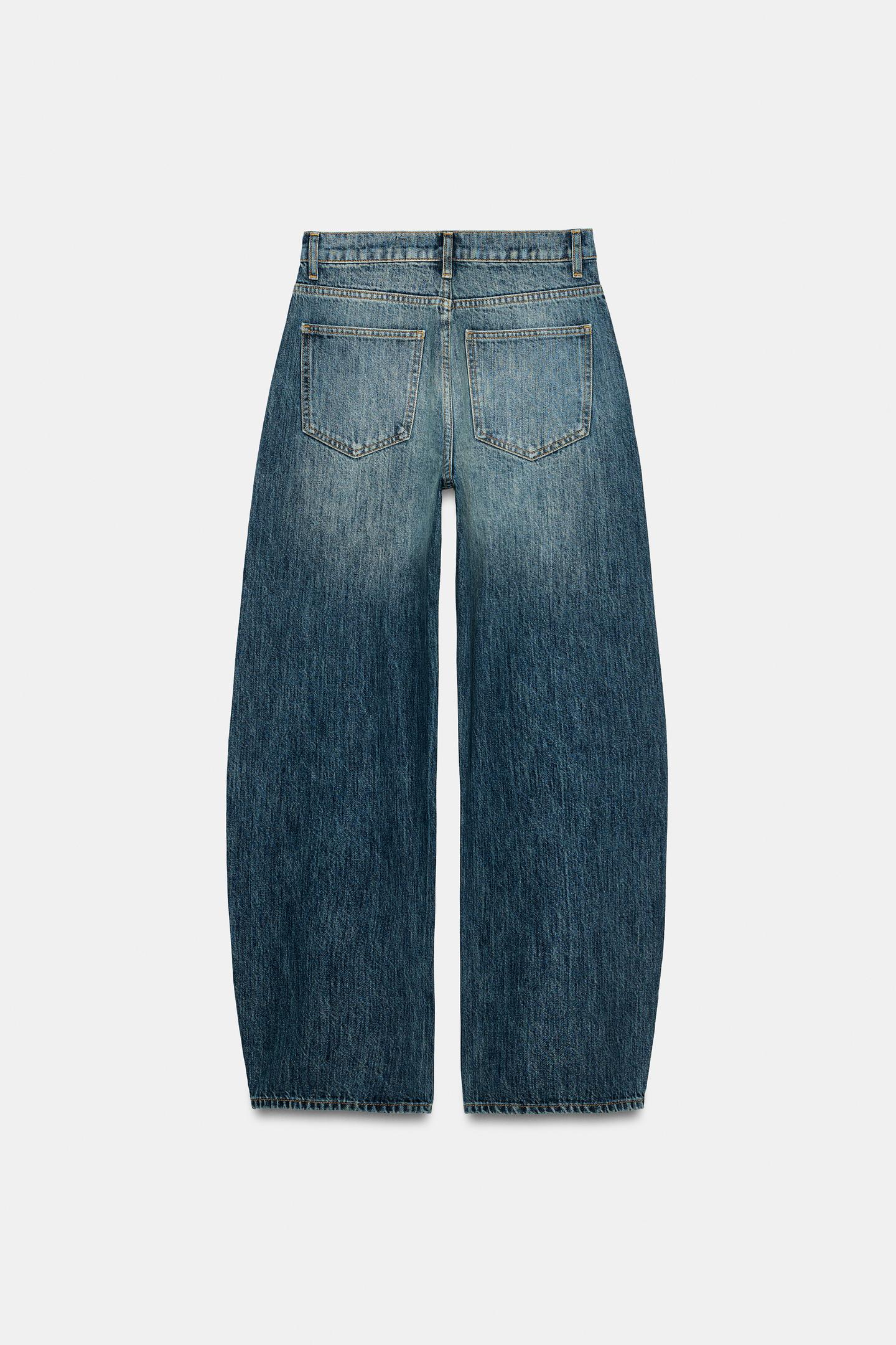 Женские джинсы Zara ZW Collection Mid-Rise Curved Patchwork, цвет: Синий — фото 7