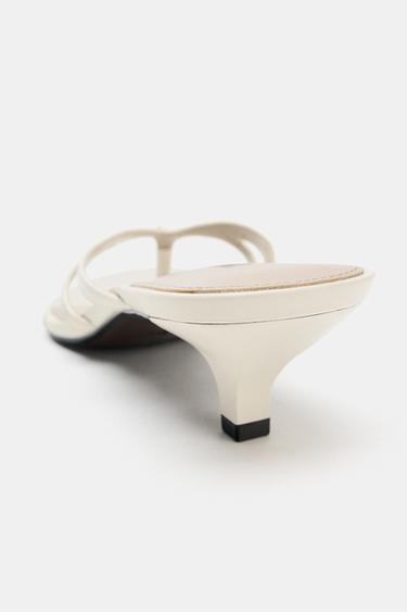 LEATHER SANDALS WITH METAL DETAIL - Ecru White by Zara - Image 5