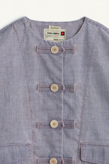 BLOUSON COL MANDARIN 16 - Bleu de Zara - Image 6