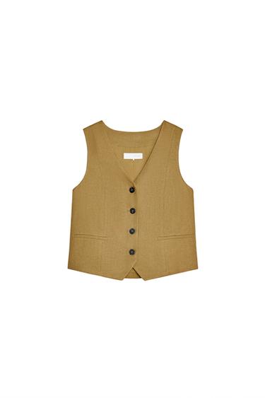 TAILORED LINEN BLEND WAISTCOAT