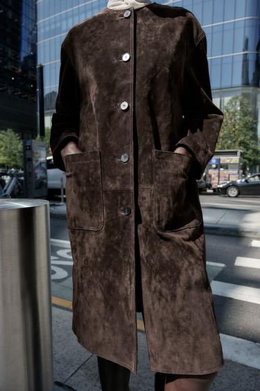 100% LEATHER COAT - Brown by Zara - Image 5