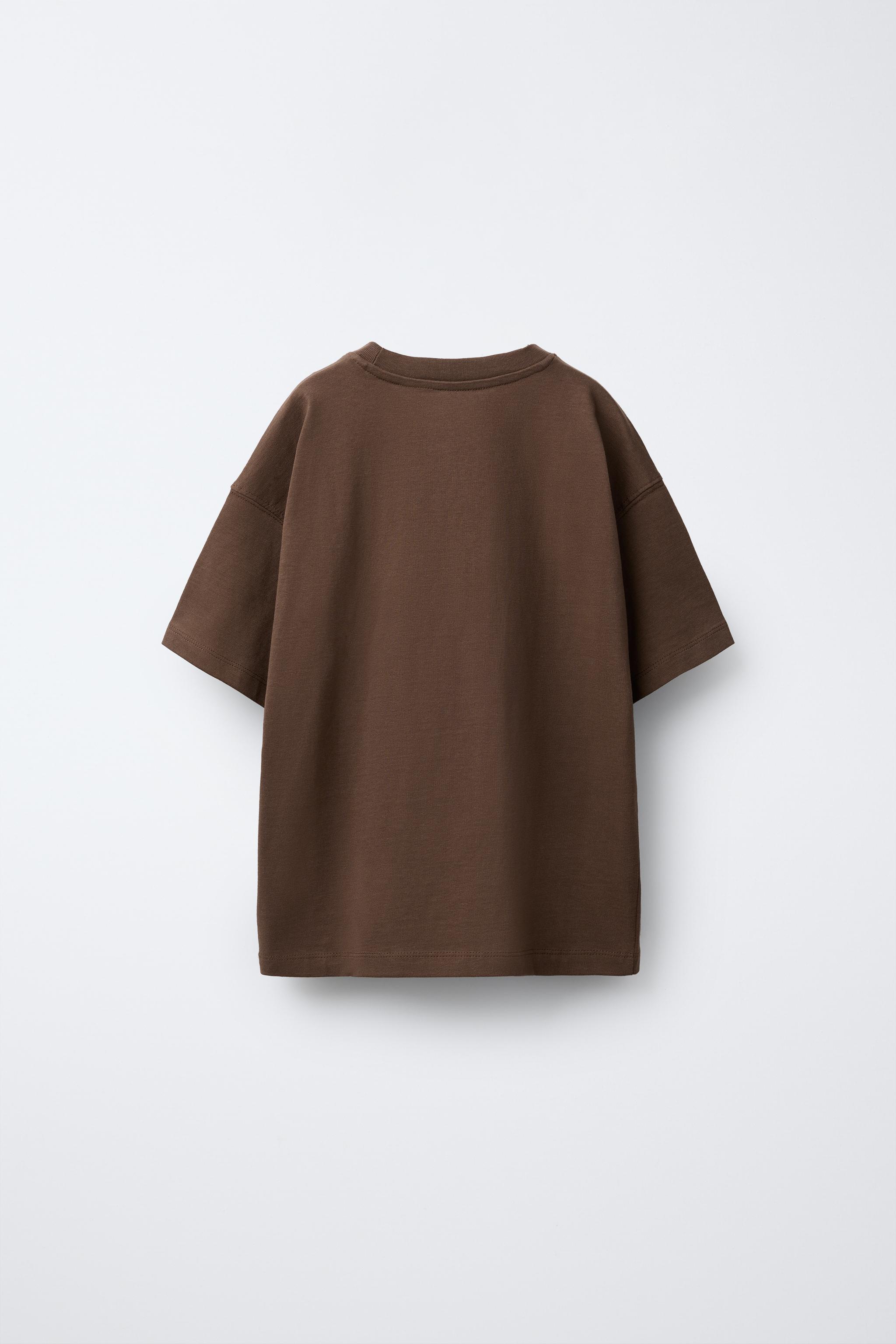 PLAIN MEDIUM WEIGHT T-SHIRT - Brown | ZARA United States