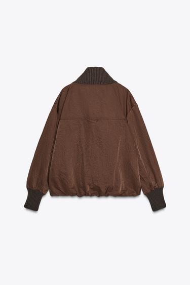 ZW COLLECTION RIBBED JACKET - Chocolate by Zara - Image 9