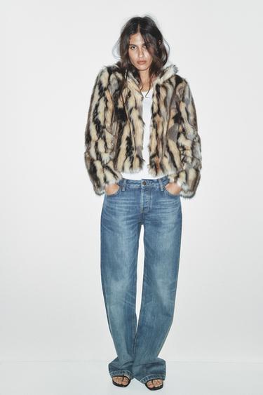 ZW COLLECTION FAUX FUR COAT - Grey / Beige by Zara - Image 0