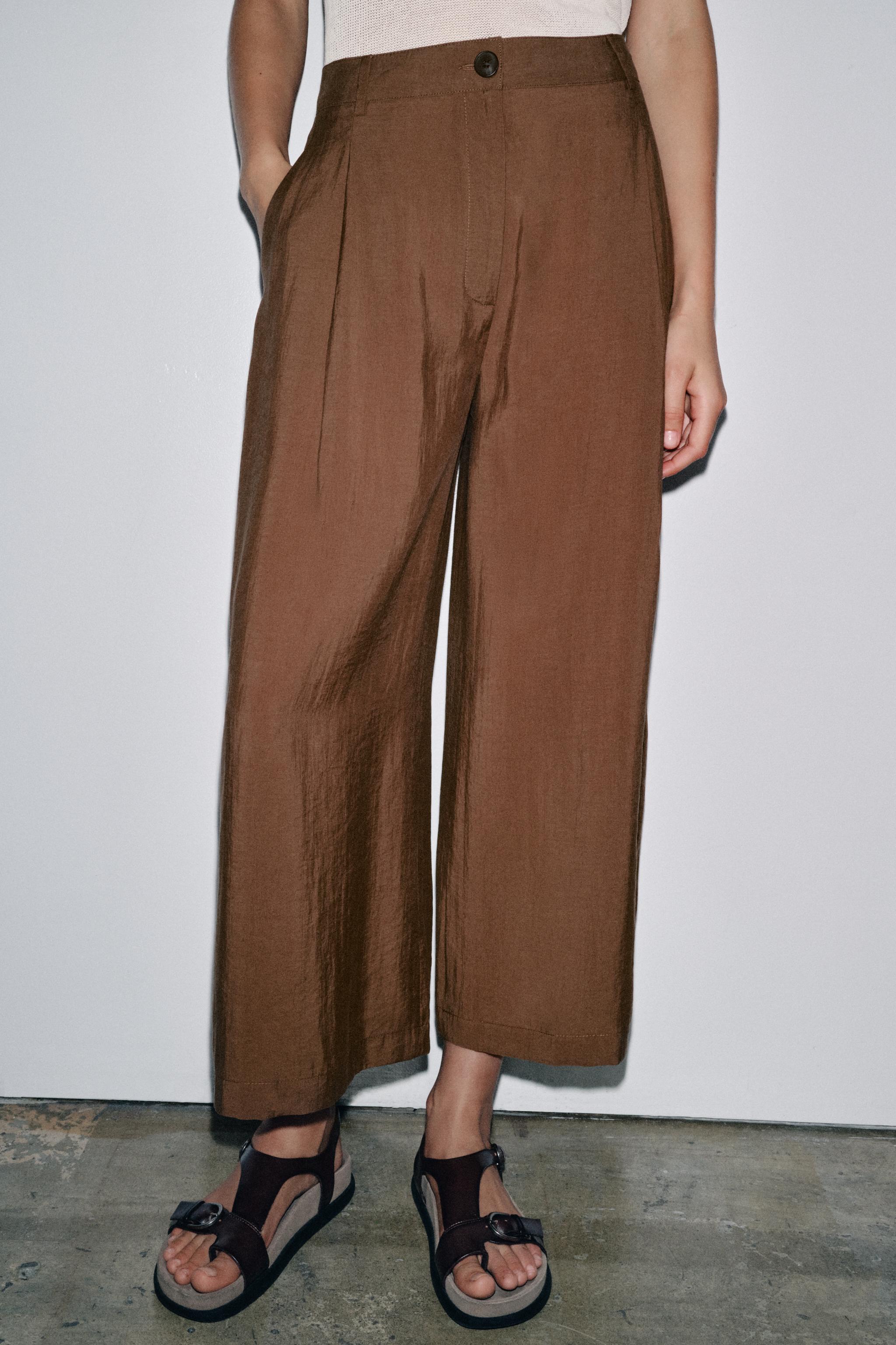 新品タグ付き半額　スタニング　ウォッシャブルワイドパンツ　ZARA WIDE-LEGパンツ ダブルウエストバンド - オフホワイト | ZARA
