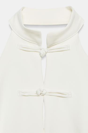 TOP HALTER AVEC BRANDENBOURGS - Blanc cassé de Zara - Image 8