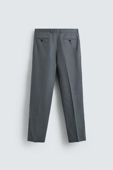 PANTALON DE COSTUME 100% LIN - Bleu / Gris de Zara - Image 5