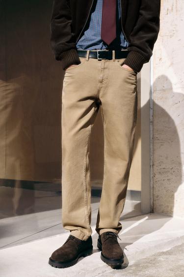 JEANS REGULAR FIT LAVADO - Beige oscuro de Zara