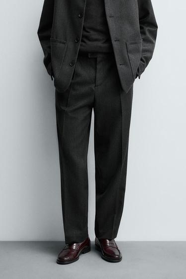 CALÇA 100% LÃ - Gris Antracita da Zara