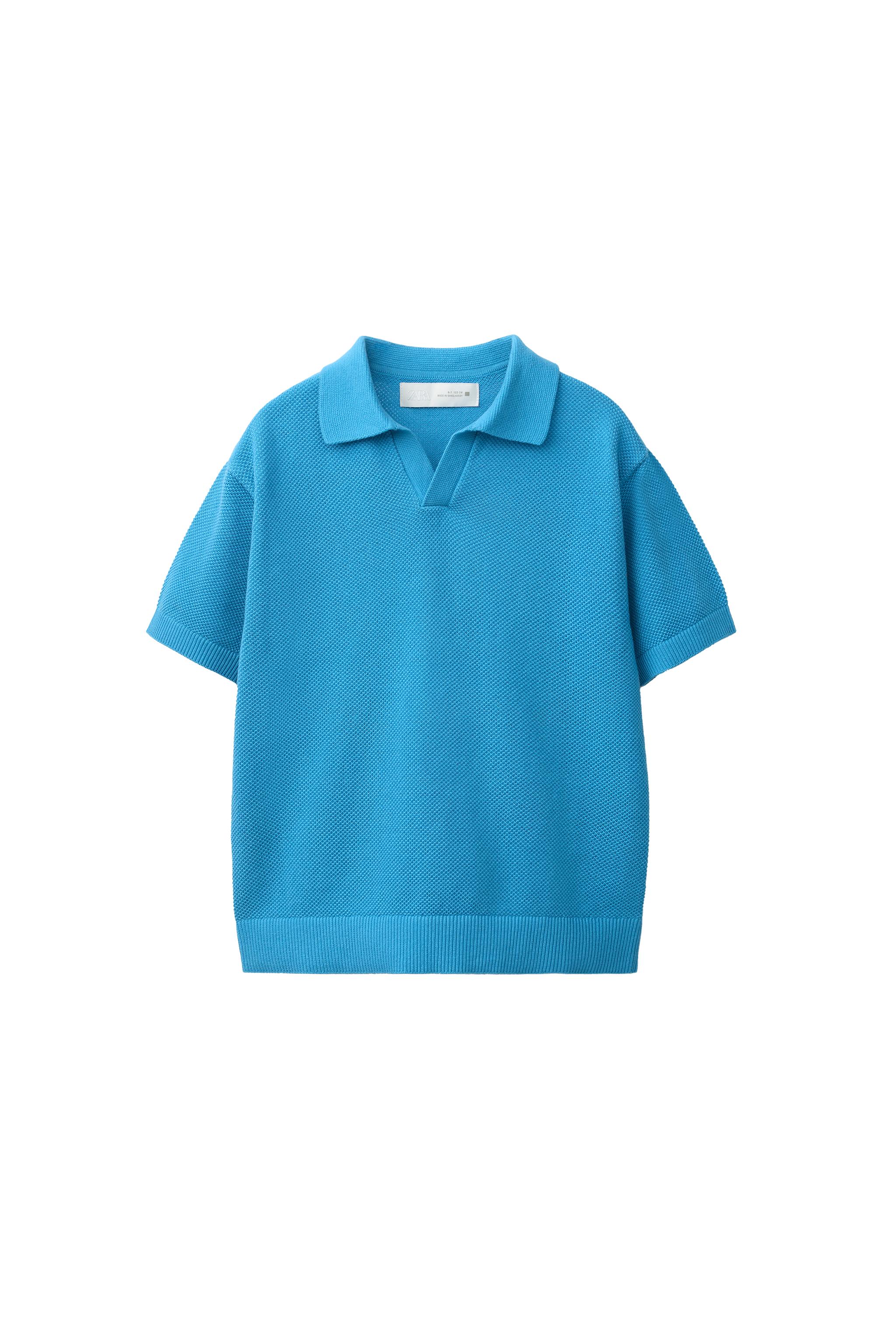 KNIT PIQUÉ POLO SHIRT — Light blue