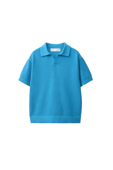 KNIT PIQUÉ POLO SHIRT — Light blue 3