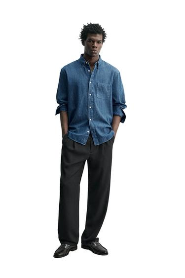 JEANSHEMD MIT SELVEDGE-KANTE - Blau von Zara