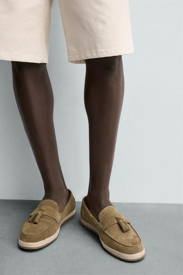 CASUAL LEATHER LOAFERS WITH TASSELS - Beige by Zara - Image 2